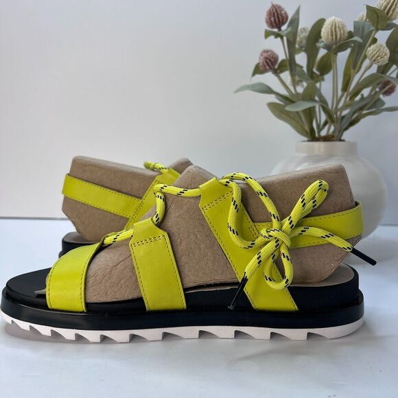 Sorel Roaming Lace Leather Sandals Bolt Green Black Women's 8 NWOB - Picture 6 of 10